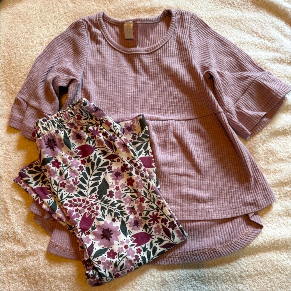 Kids Mauve and Floral Matching Set